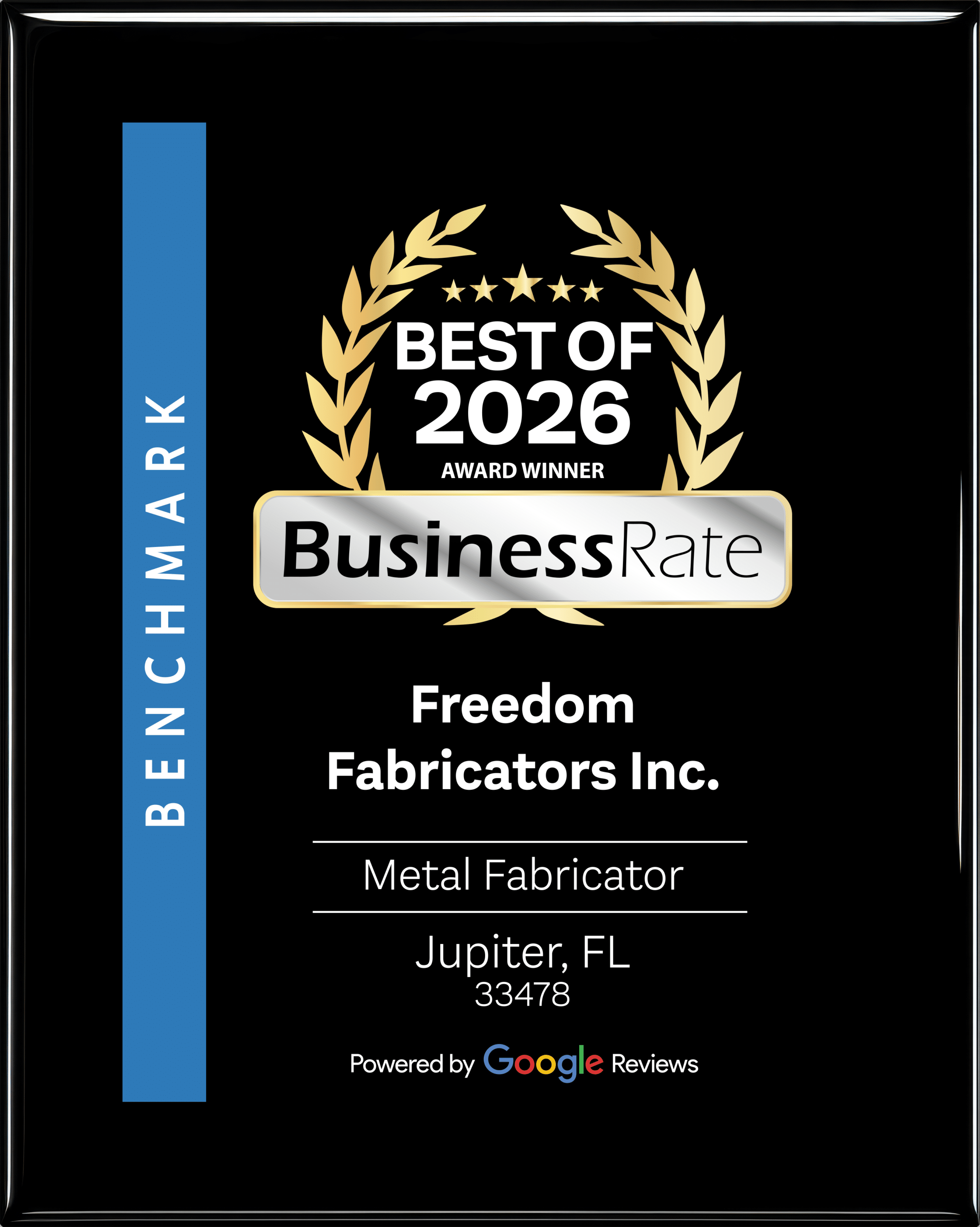 Freedom Fabricators 2026 BusinessRate Award 2026 BusinessRate Best of 2026 award for Freedom Fabricators